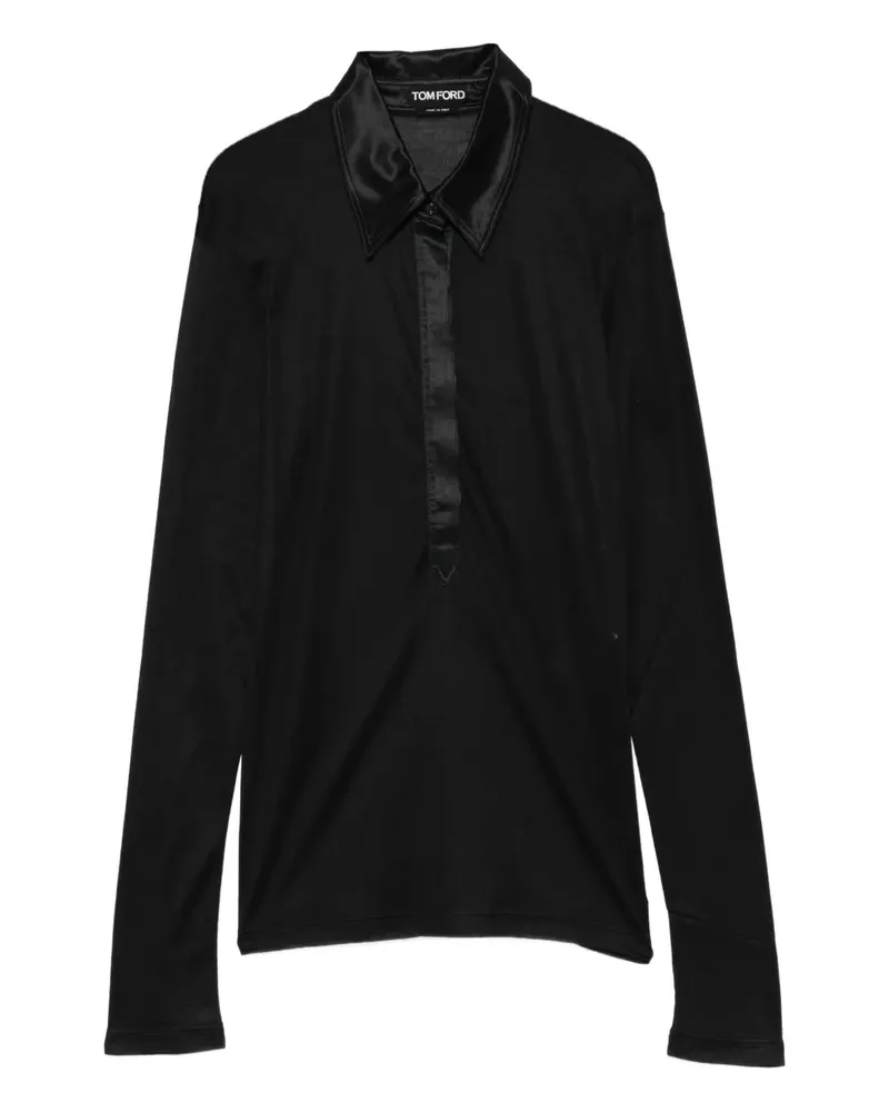 Tom Ford rib button polo top - Schwarz Schwarz
