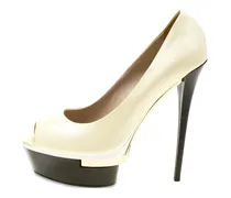 Peeptoe-Pumps mit Plateau 155mm - Nude