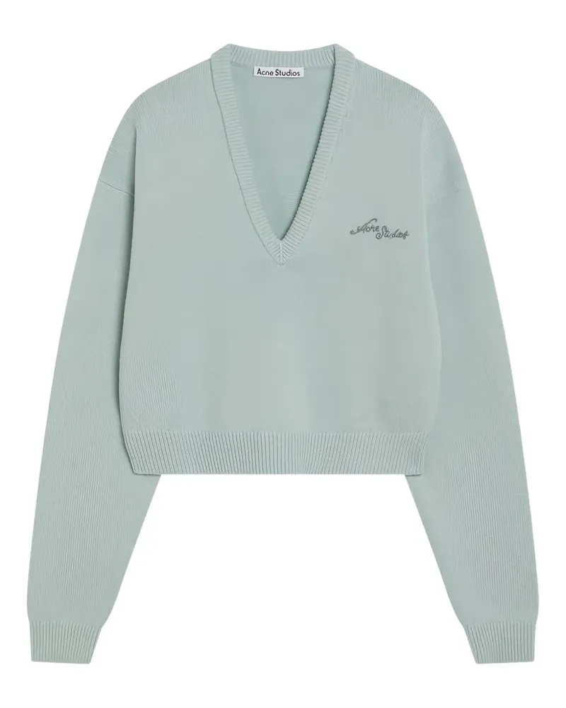 Acne Studios v-neck embroidery-logo sweatshirt - Grün Grün
