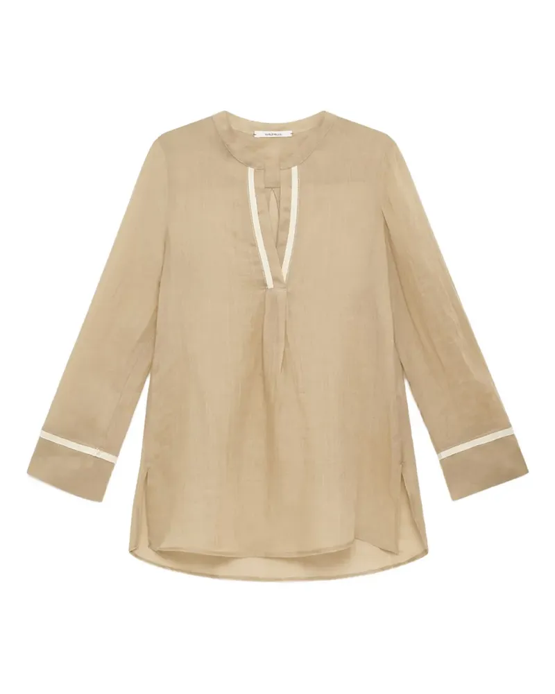Maliparmi Ramie-Bluse mit Ripsbandbesatz - Nude Nude