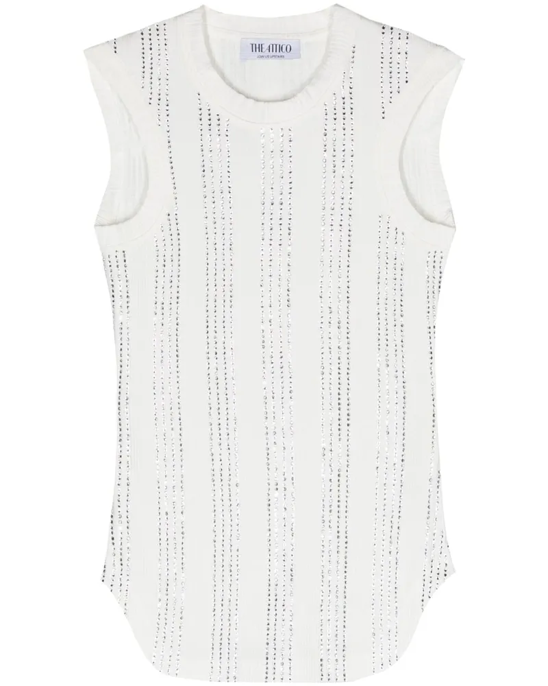 ATTICO Reese Tanktop mit Kristallen - Weiß Weiß