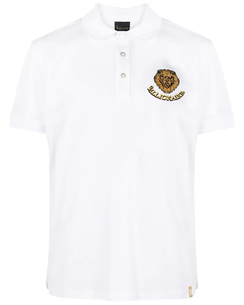 Billionaire Poloshirt mit Löwenstickerei - Weiß Weiß