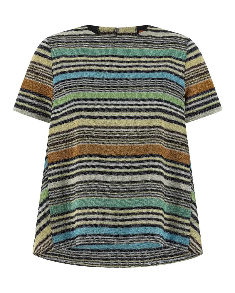 Missoni lamé striped asymmetric-hem T-shirt - Schwarz Schwarz