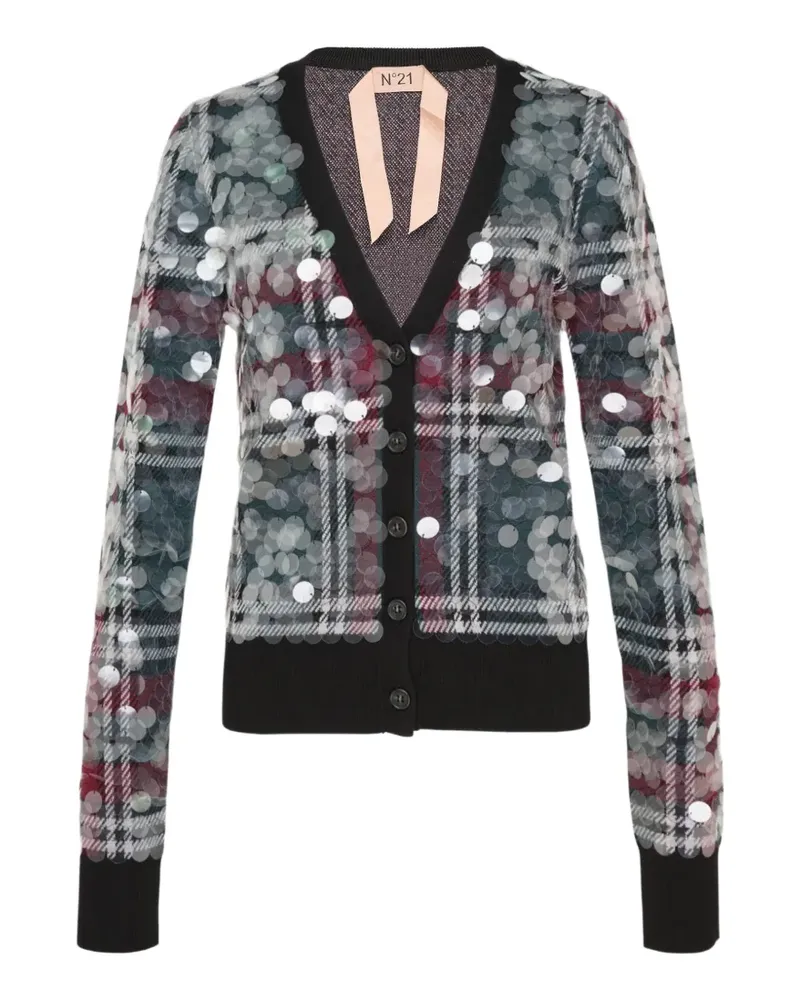 N° 21 plaid sequin-embellished wool cardigan - Grün Grün