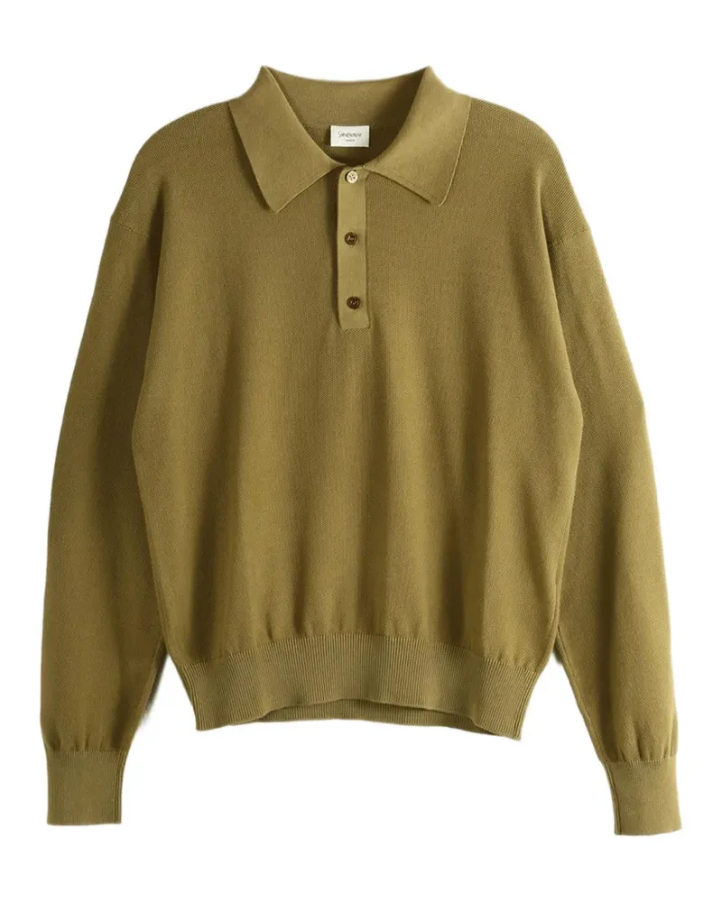 Saint Laurent long-sleeve polo shirt - Grün Grün