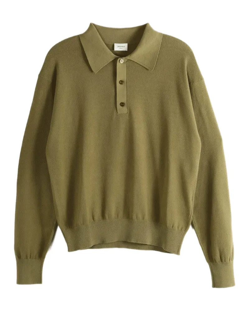 Saint Laurent long-sleeved polo shirt - Grün Grün