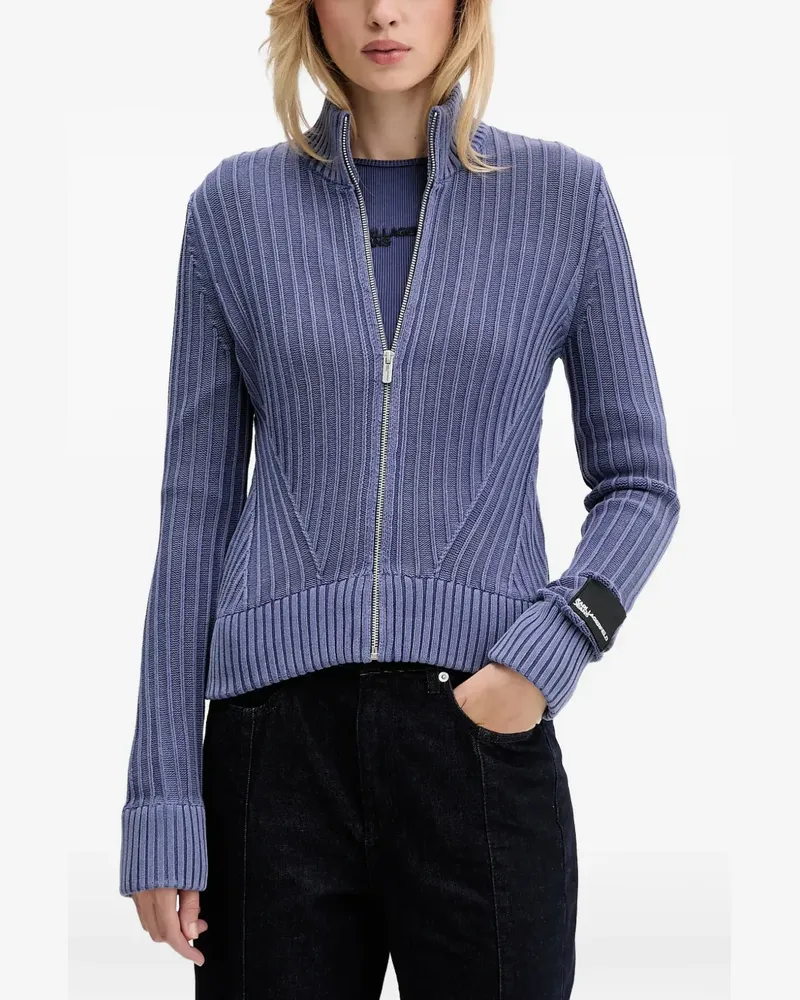 Karl Lagerfeld zip ribbed cardigan - Blau Blau