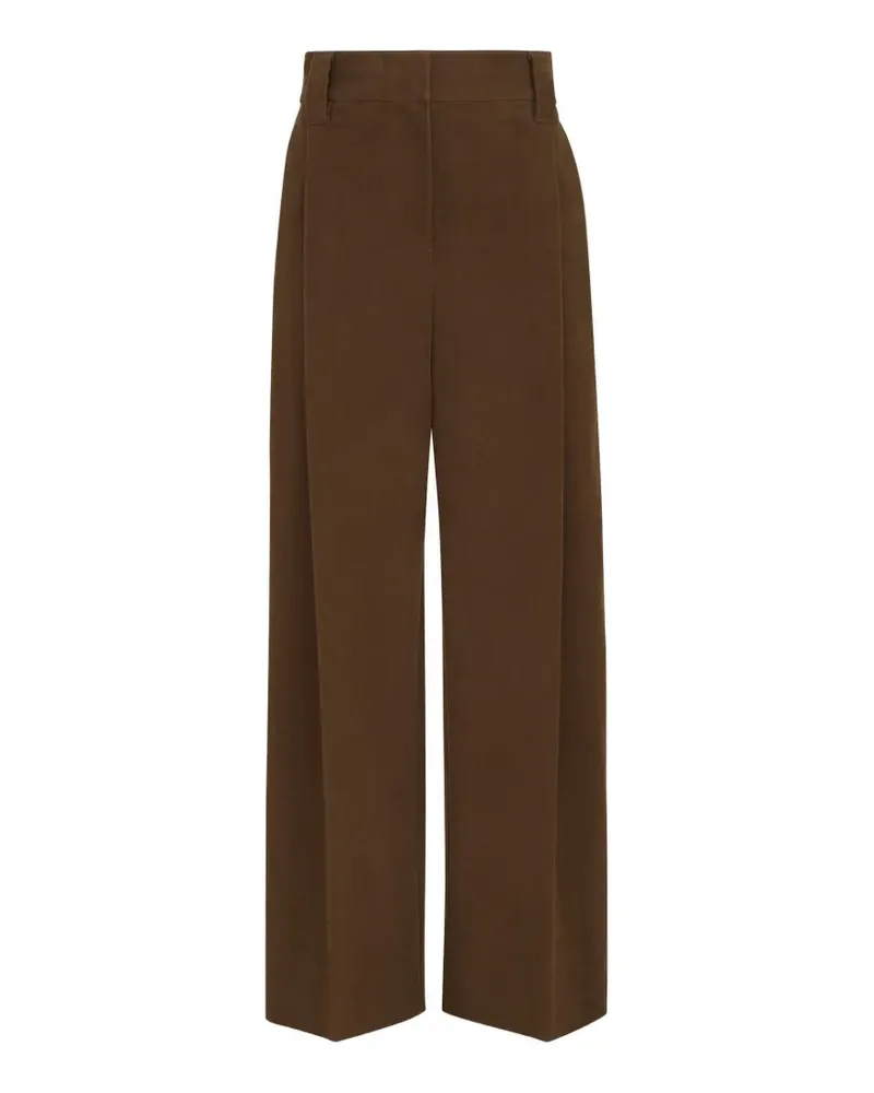 Brunello Cucinelli Lockere Sartorial Strickhose aus elastischer Moleskin-Baumwolle mit Monili - Braun Braun