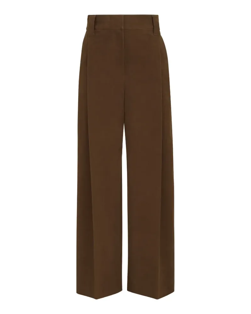 Brunello Cucinelli Lockere Sartorial Strickhose aus elastischer Moleskin-Baumwolle mit Monili - Braun Braun