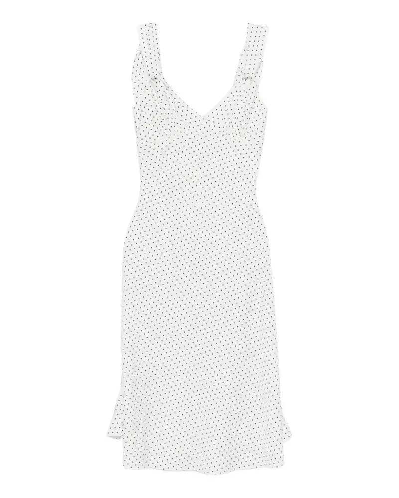 Frankies Bikinis Aurora polka dot ruffled midi dress - Weiß Weiß