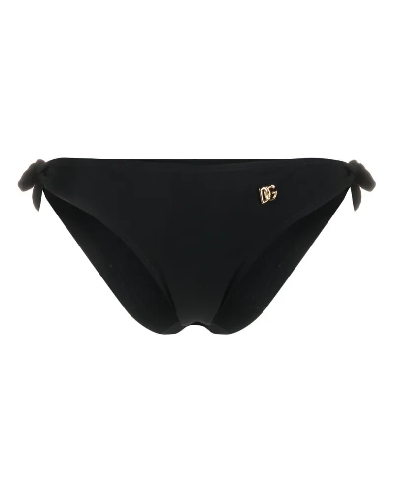 Dolce & Gabbana Bikinihöschen mit Logo-Schild - Schwarz Schwarz