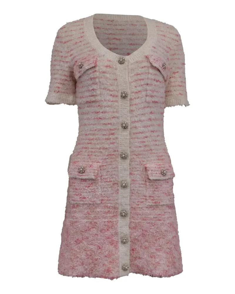 Self-Portrait tweed embellished dress - Nude Nude