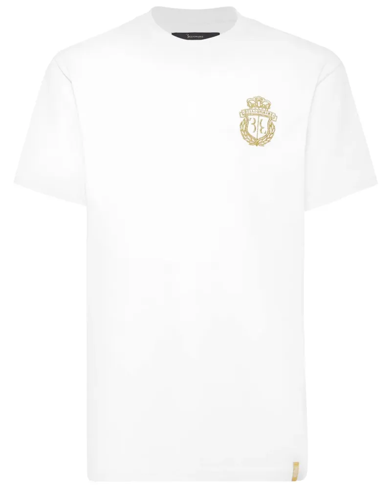Billionaire Embroidered Crest T-Shirt - Weiß Weiß