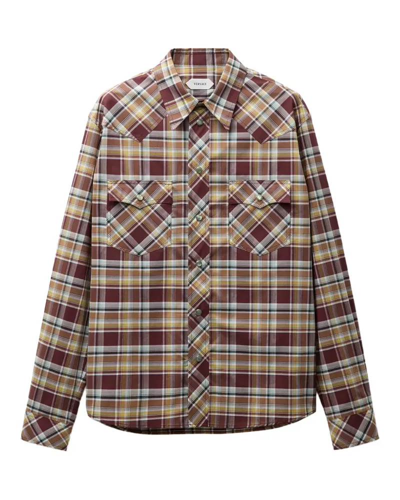 Versace checked cotton-poplin slim shirt - Rot Rot