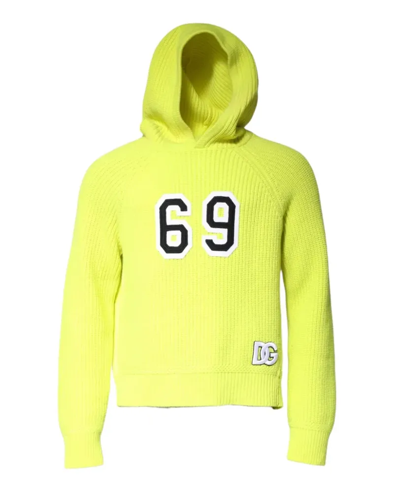 Dolce & Gabbana Gerippter 69 Patchwork-Hoodie - Gelb Gelb