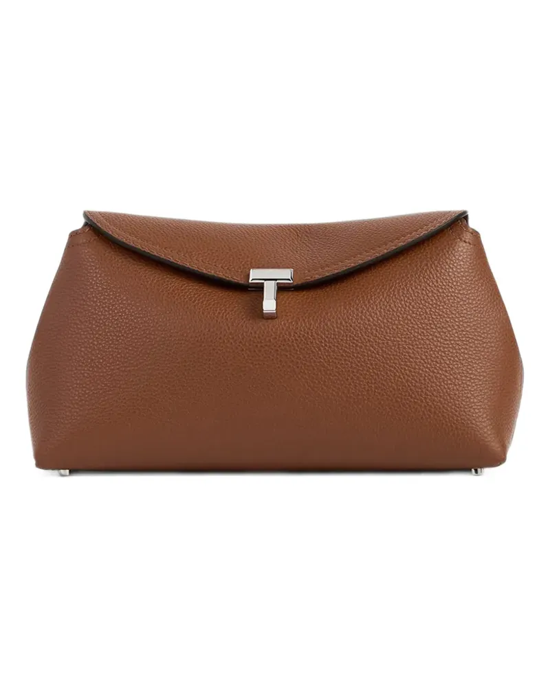 Totême T-Lock Clutch aus gekörntem Leder - Braun Braun