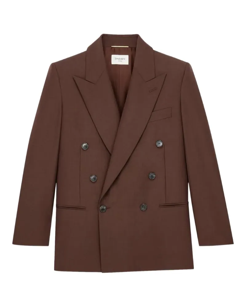 Saint Laurent peak-lapel double breasted jacket - Braun Braun
