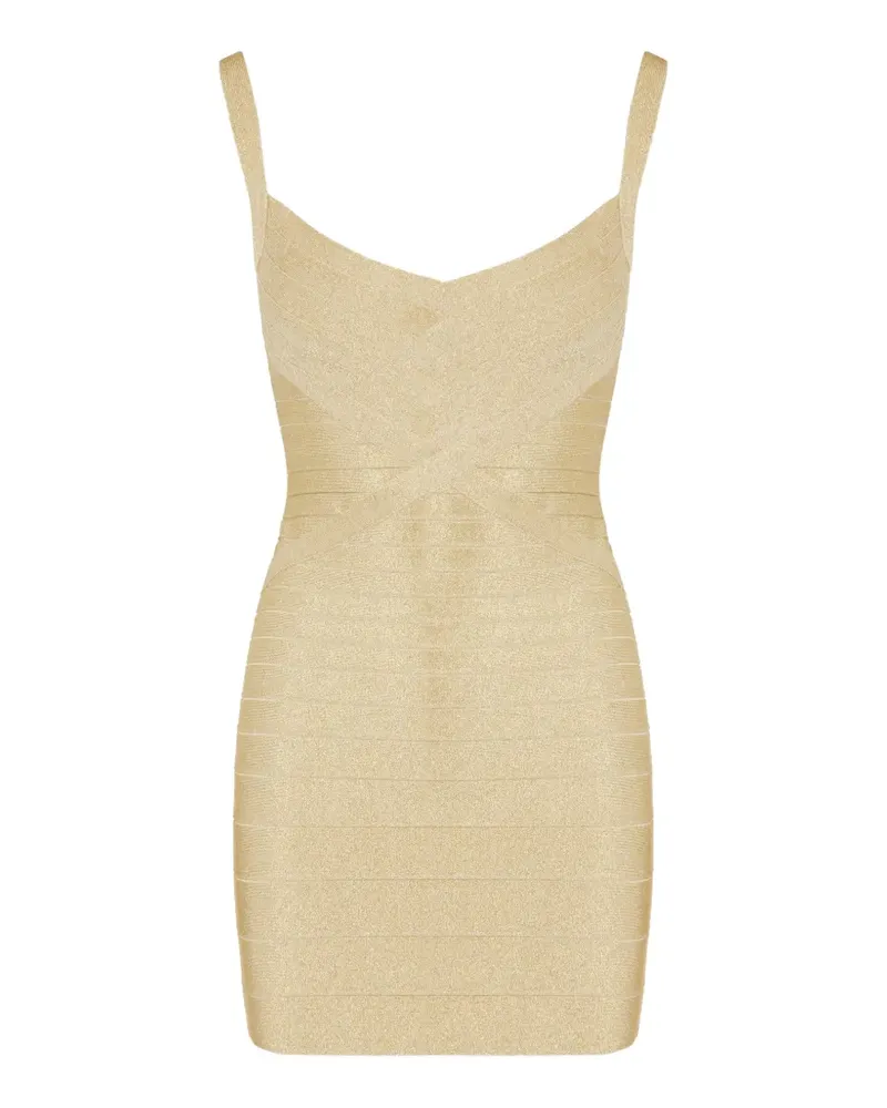 Hervé Léger V-neck mini dress - Gold Gold