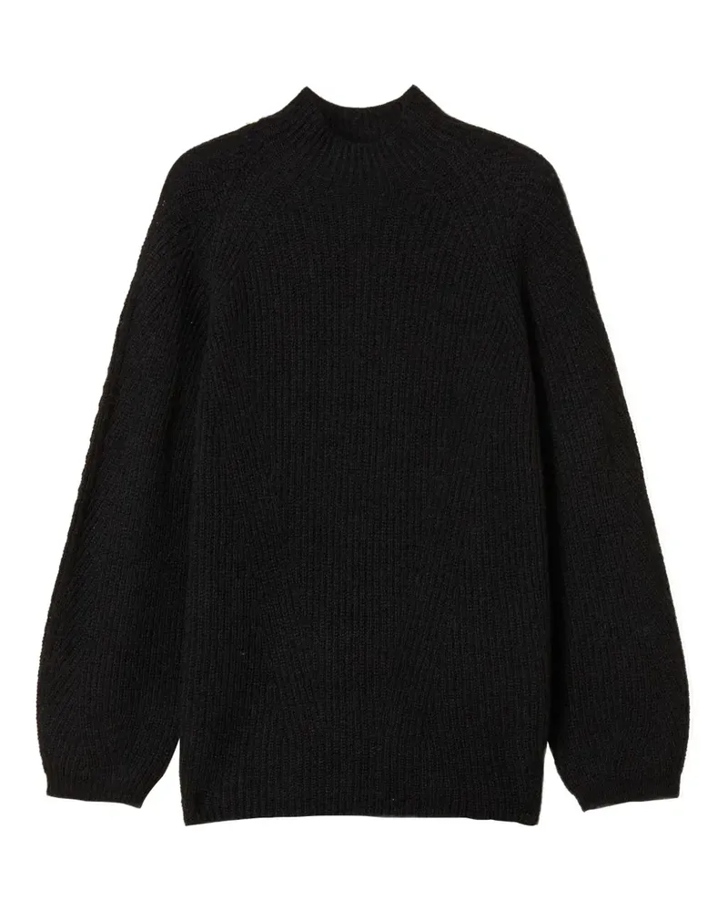 Twin-Set Gerippter Rollkragenpullover - Schwarz Schwarz