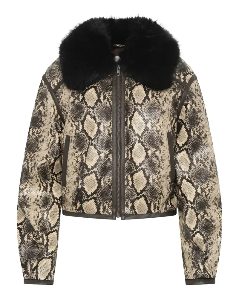 UNREAL FUR Predawn Jacke aus Faux Fur mit Schlangenprint - Nude Nude