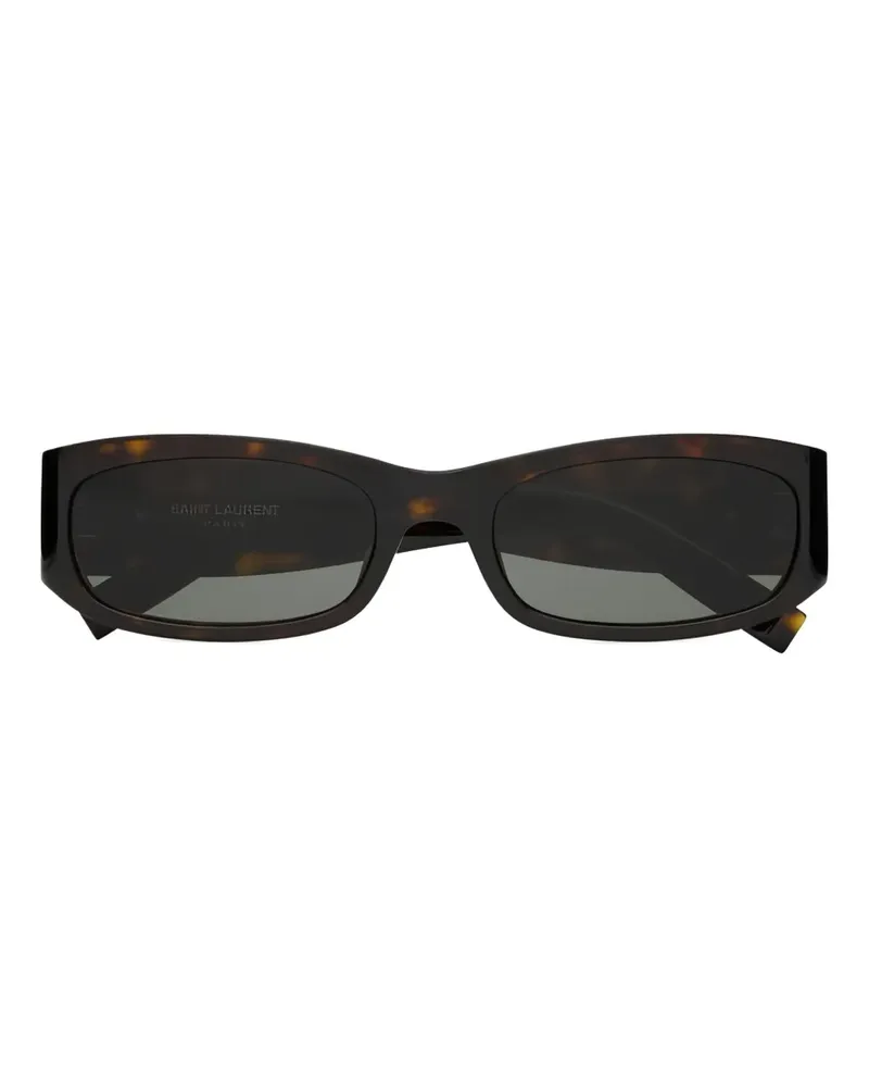 Saint Laurent logo-plaque rectangle sunglasses - Braun Braun