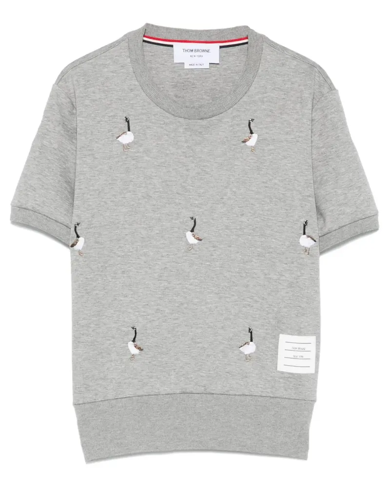Thom Browne embroidered short-sleeve sweater - Grau Grau