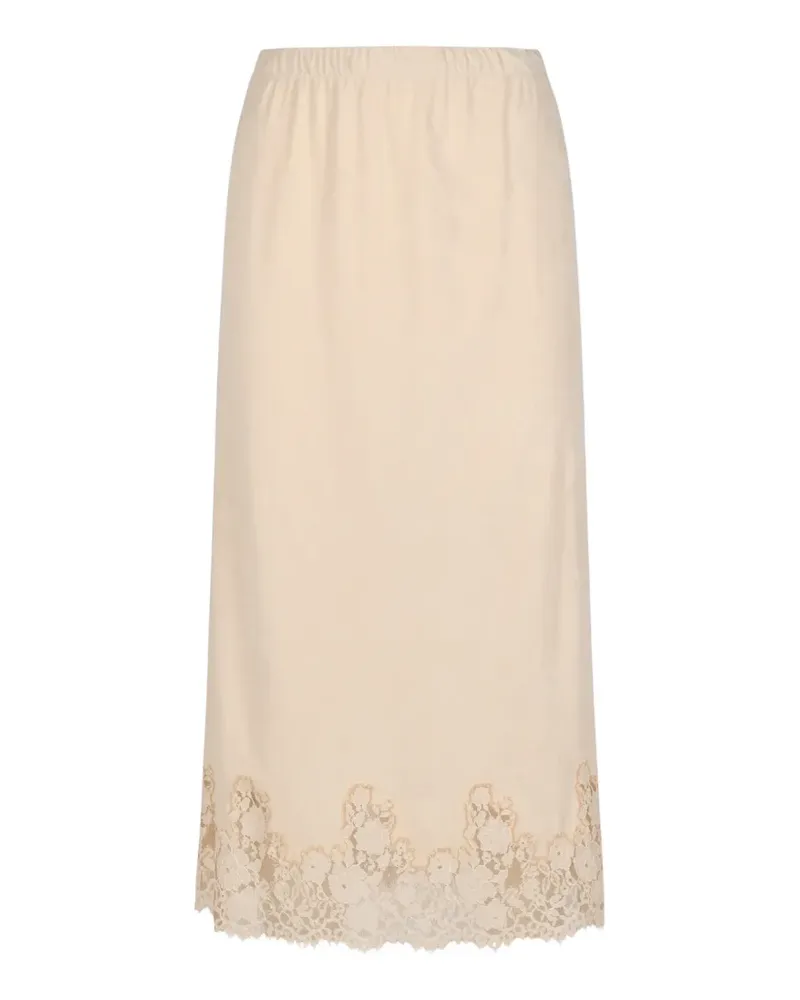 Alberta Ferretti Midirock mit Spitzensaum - Nude Nude