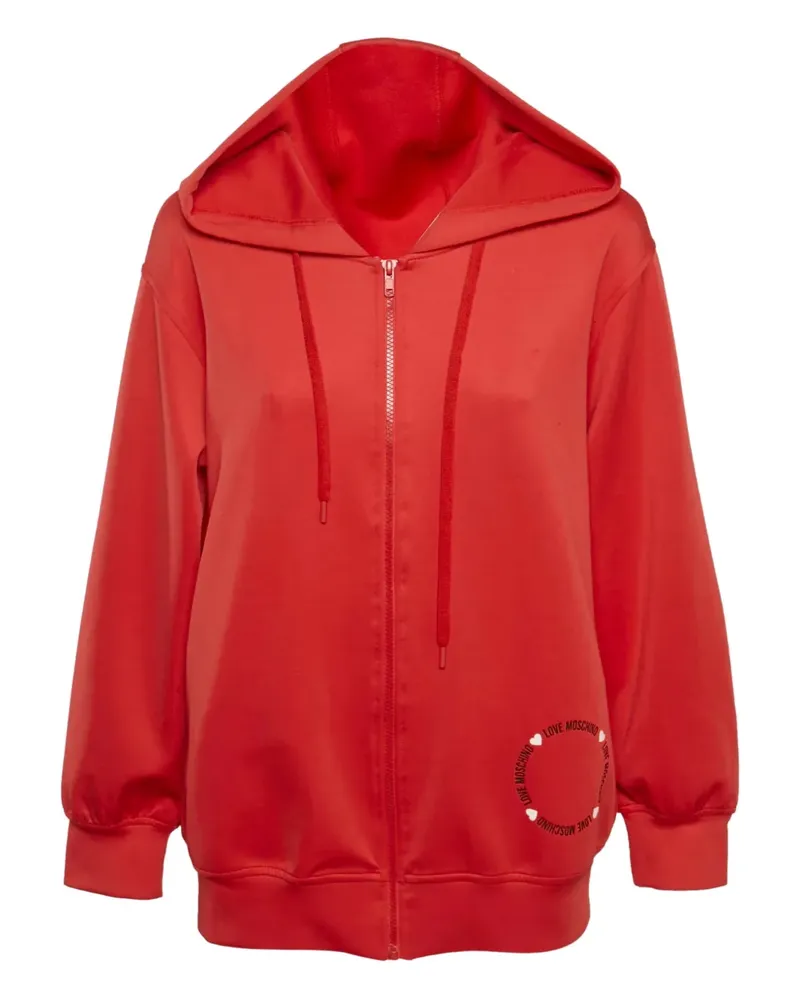 Moschino logo-print zip-up hoodie - Rot Rot