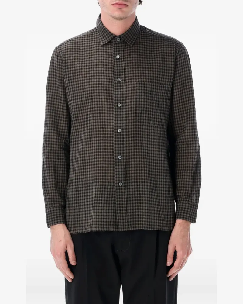 Salvatore Piccolo Tahiti check-pattern chest-pocket shirt - Schwarz Schwarz