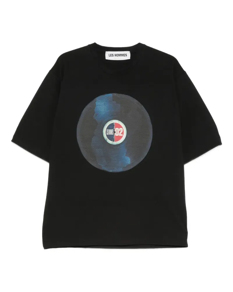 Les Hommes graphic-print T-shirt - Schwarz Schwarz