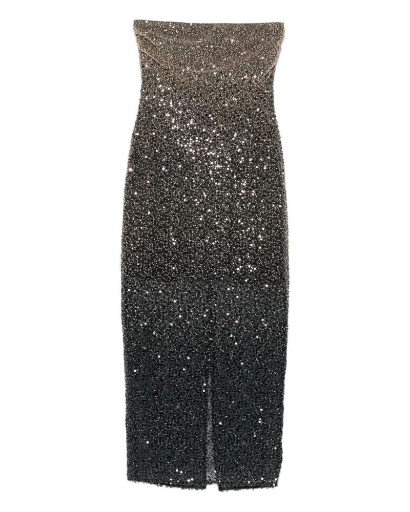 ROTATE Birger Christensen Maxikleid mit Perlen - Schwarz Schwarz