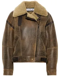 Acne Studios Lederjacke mit Reißverschluss Braun