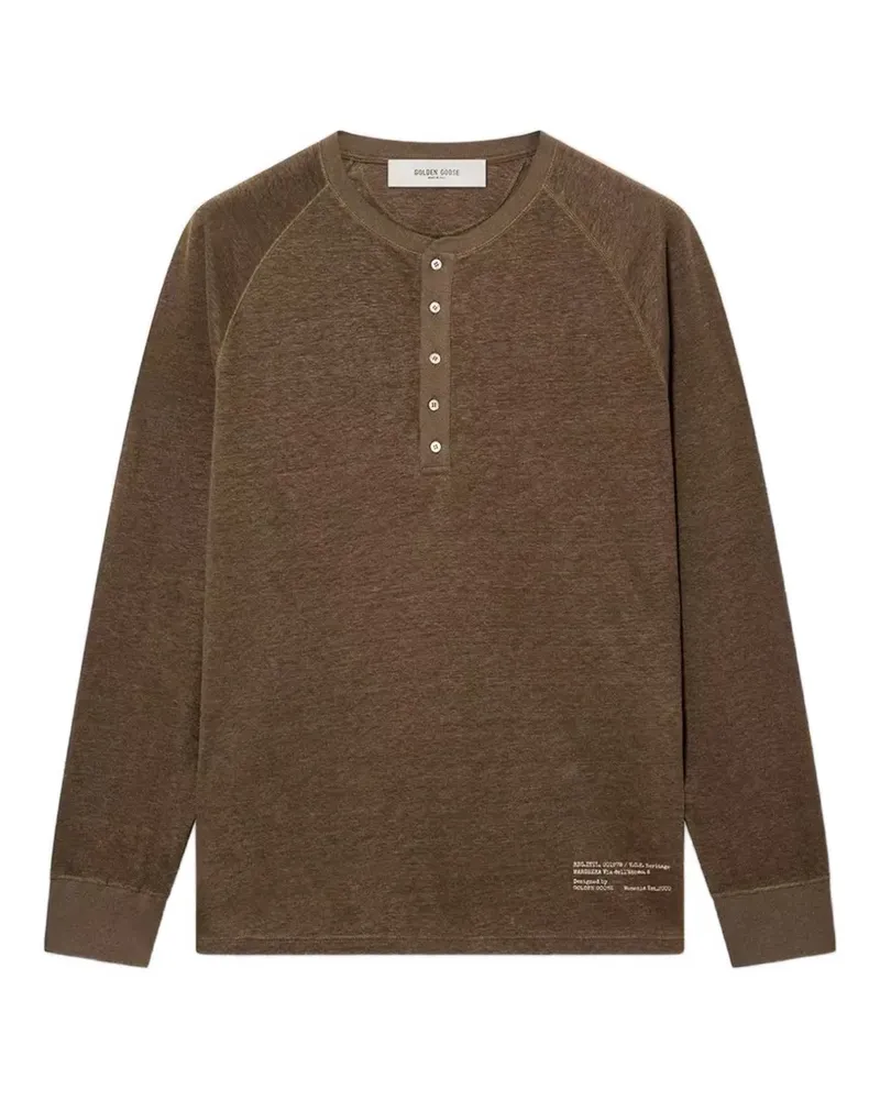 Golden Goose buttoned round-neck T-shirt - Braun Braun