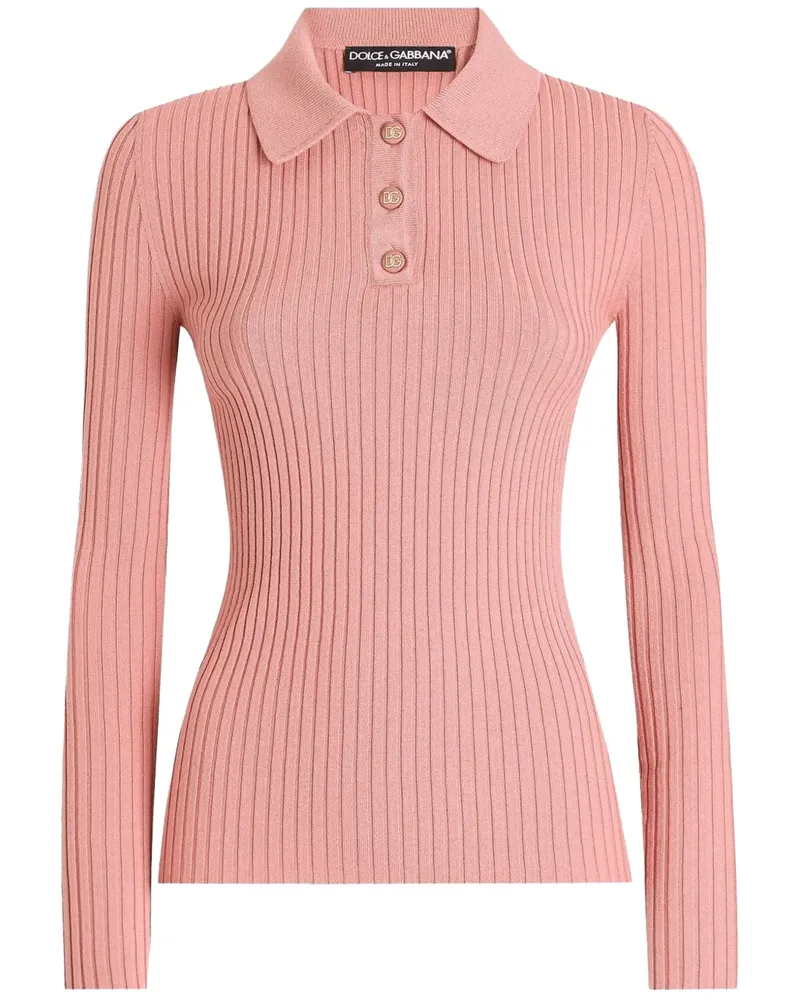 Dolce & Gabbana Geripptes Poloshirt - Rosa Rosa