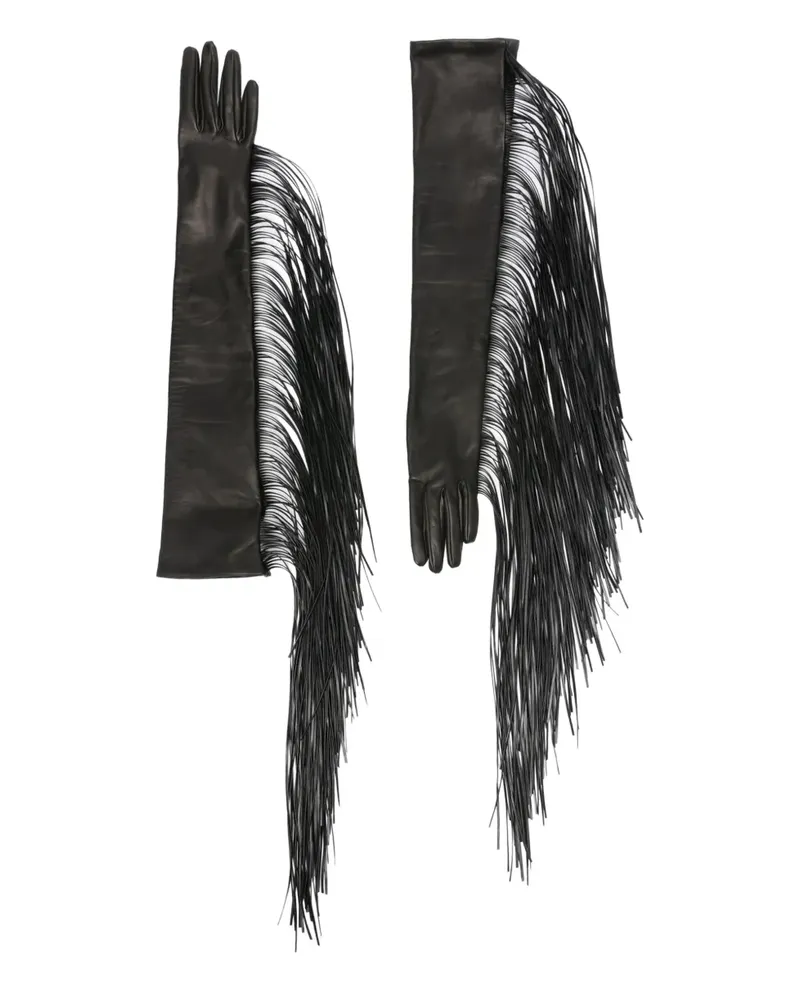 SPORTMAX Handschuhe mit Fransen - Schwarz Schwarz