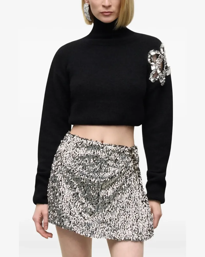Area Rollkragenpullover mit Blumen-Print - Schwarz Schwarz
