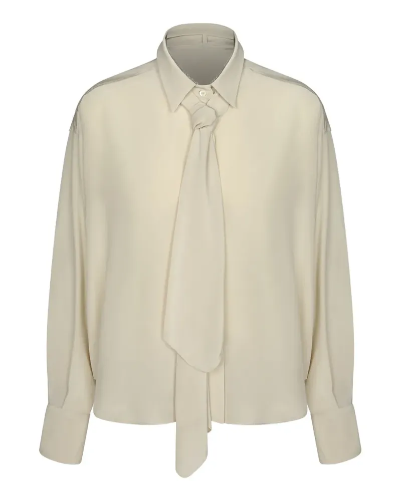Brunello Cucinelli Seidenhemd mit Schaldetail - Nude Nude