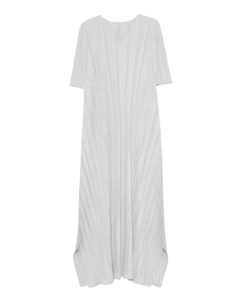 Issey Miyake Falten-Midikleid mit V-Ausschnitt - Grau Grau