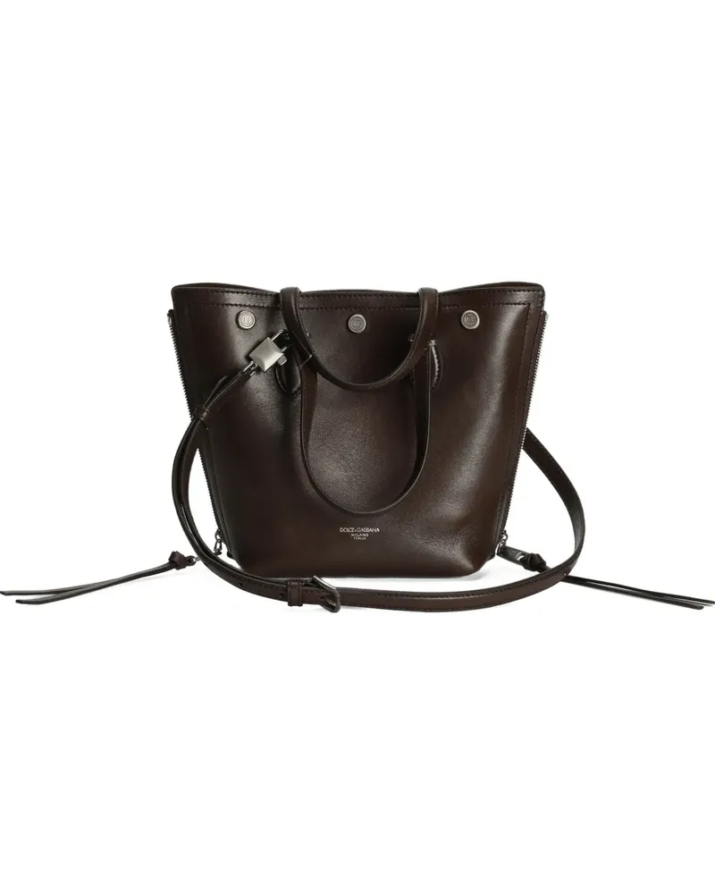 Dolce & Gabbana Atene stud-detail zip shoulder bag - Braun Braun