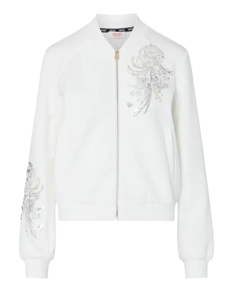 Liu Jo sweatshirt with zip and bejewelled embellishment - Weiß Weiß