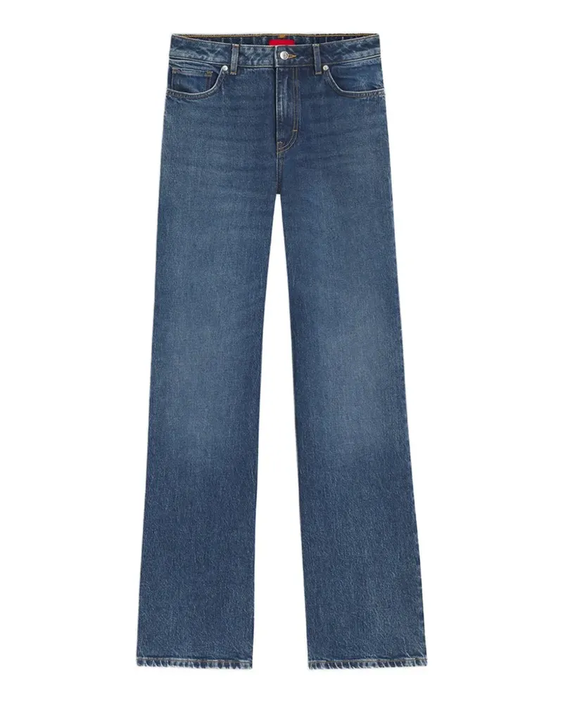 HUGO BOSS logo-patch straight-leg jeans - Blau Blau
