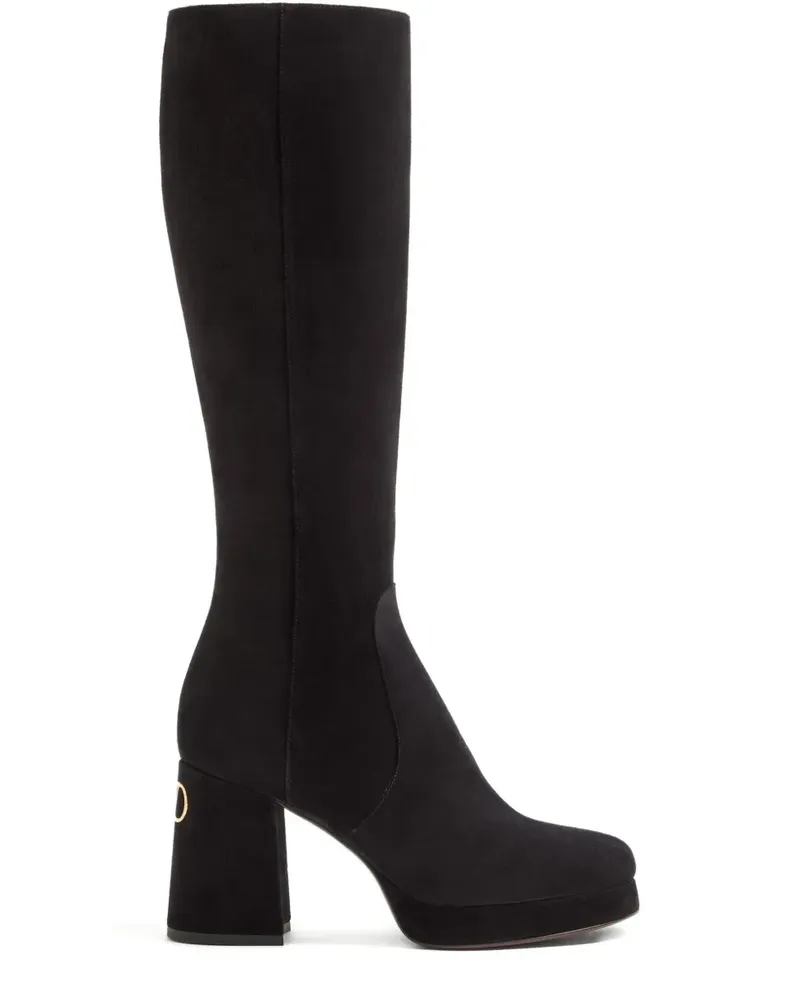 Valentino Garavani 90mm Fawcette platform V-logo boots - Schwarz Schwarz