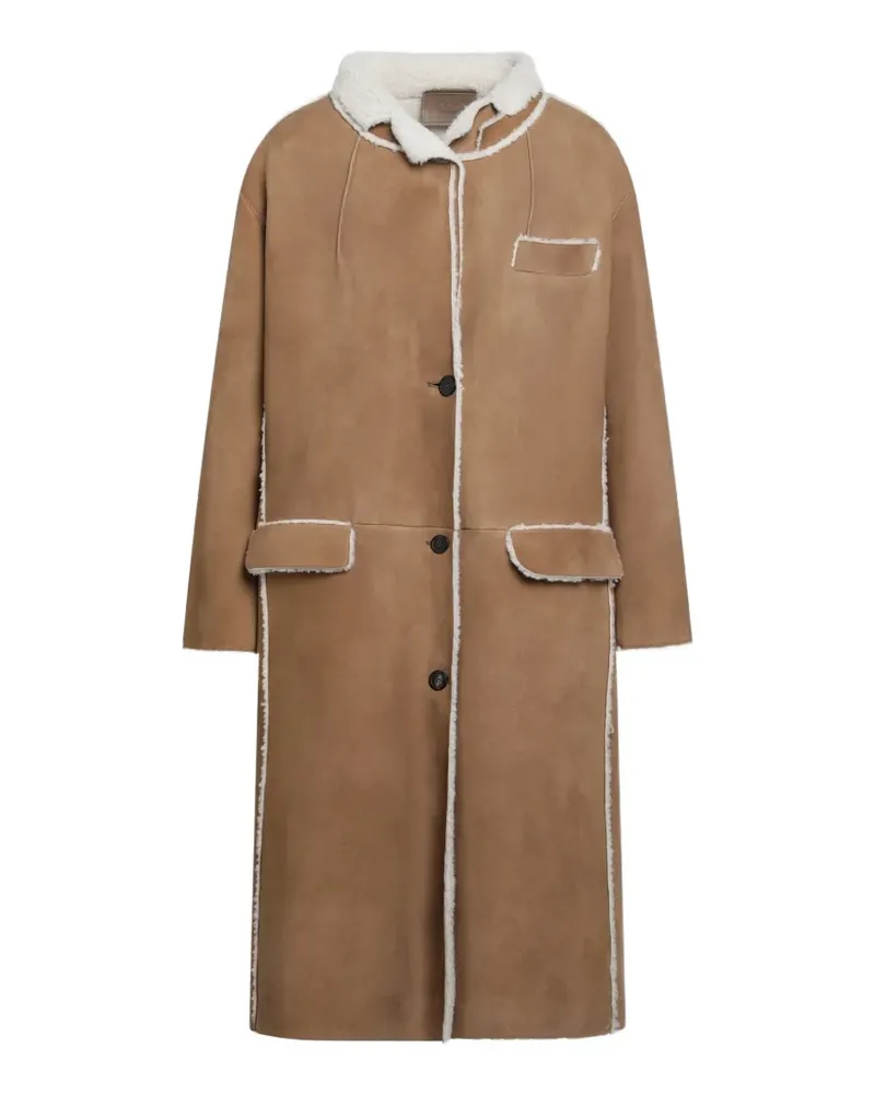 Prada Shearling-Mantel - Nude Nude