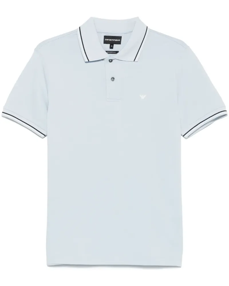 Emporio Armani Piqué-Poloshirt mit gestreiftem Detail - Blau Blau