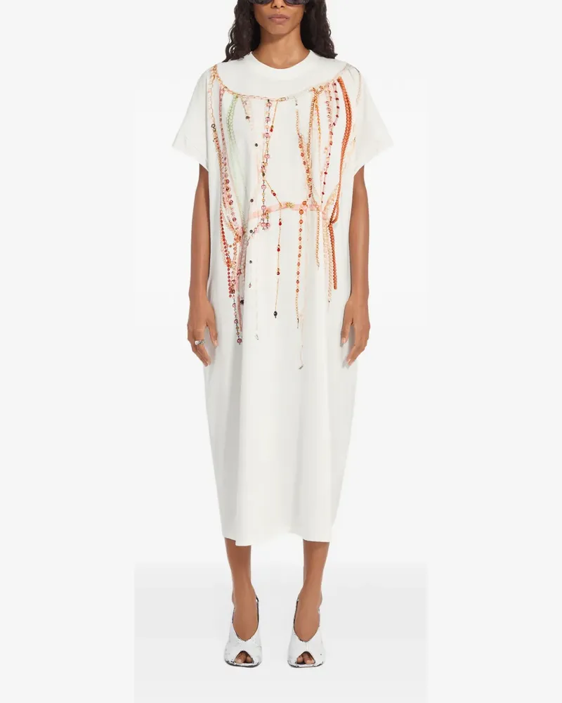 Maison Margiela Maxikleid mit Perlendetail - Weiß Weiß