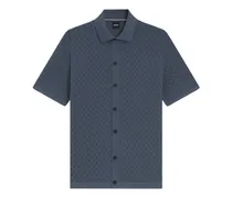 Button-down-Hemd aus Pointelle-Strick - Blau