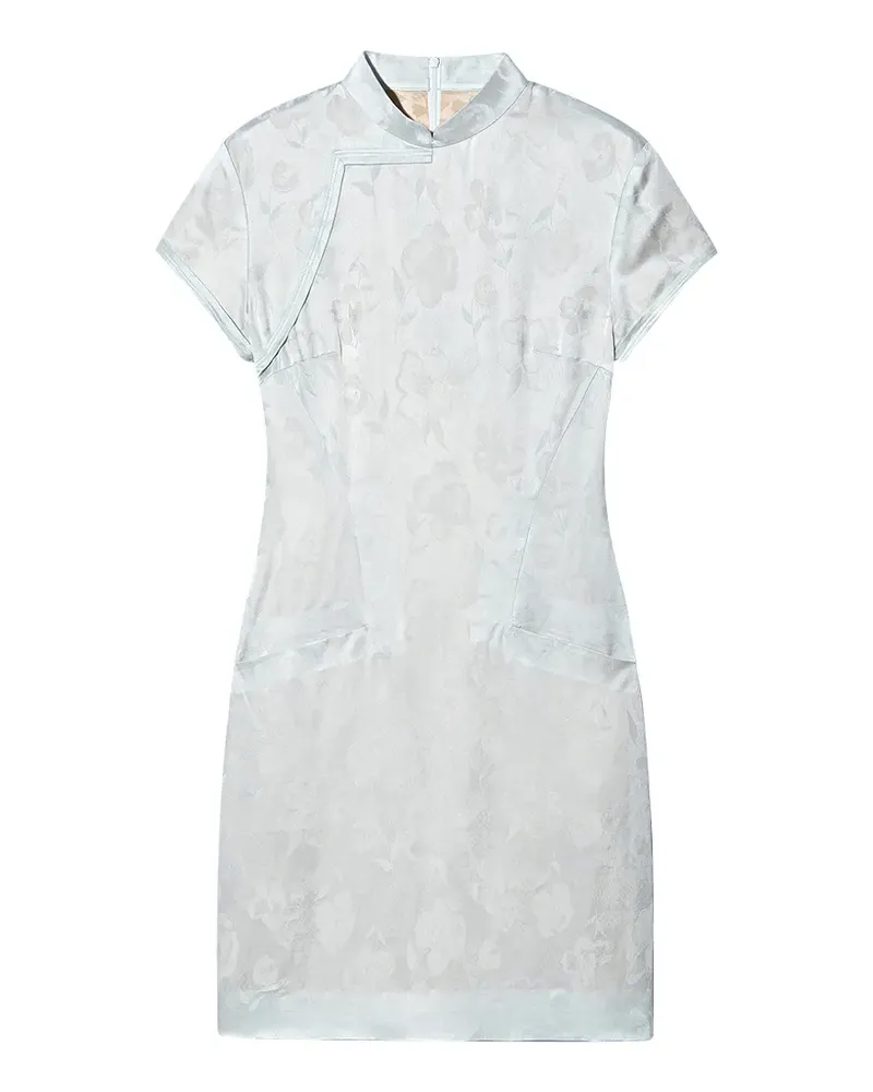 Shanghai Tang Qipao floral-jacquard mini dress - Blau Blau