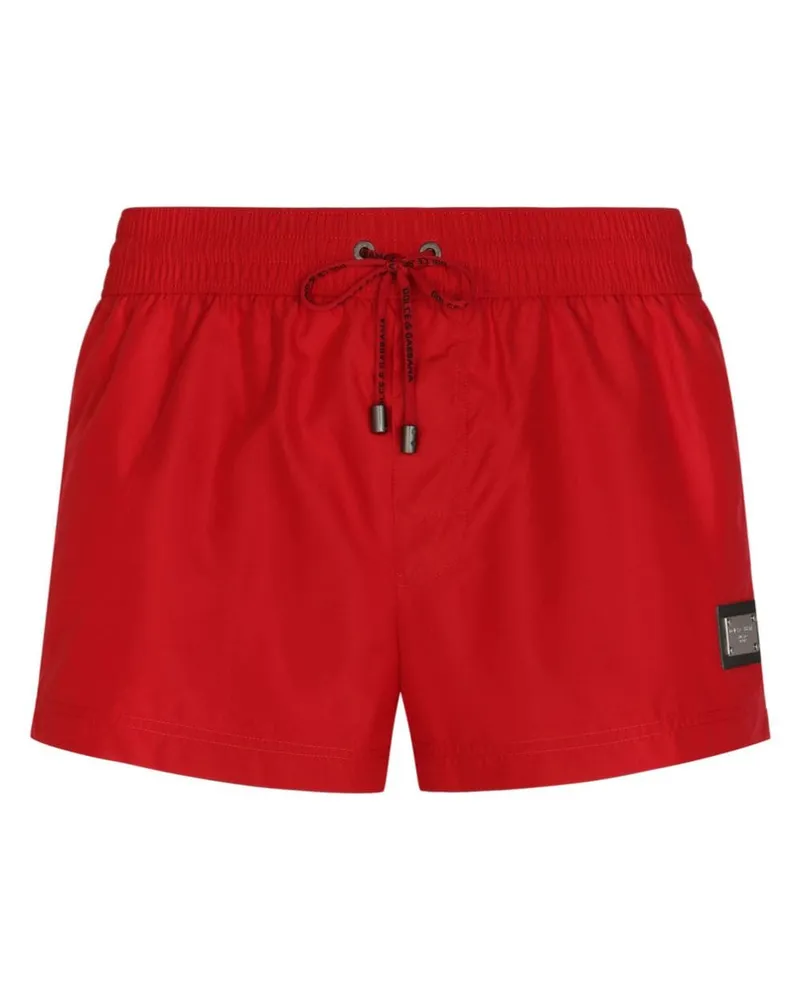 Dolce & Gabbana Badeshorts mit Logo-Schild - Rot Rot