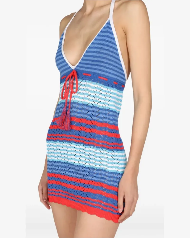 Gallo striped tassel-detail mini dress - Blau Blau