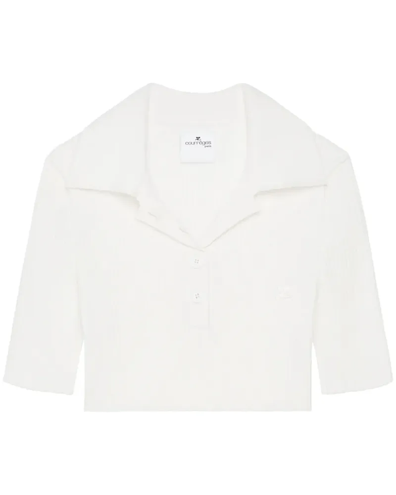 Courrèges Gestricktes Cropped-Poloshirt - Weiß Weiß